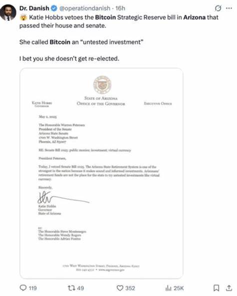 Arizona is poised to approve first Bitcoin reserve bill as veto threat looms