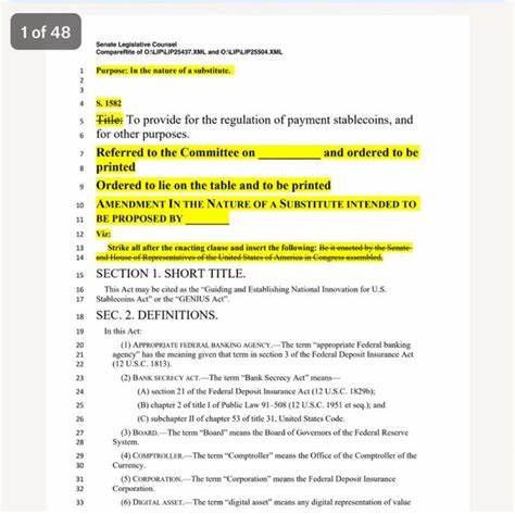 U.S. Senate to Vote Monday Night on GENIUS Act for Stablecoin Regulation, Supported by Mark Warner and Coinbase CEO Brian Armstrong
