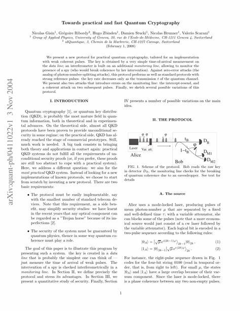 Toward Practical Quantum Cryptography