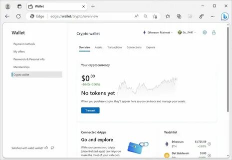 Microsoft Edge bekommt ein Crypto-Wallet
