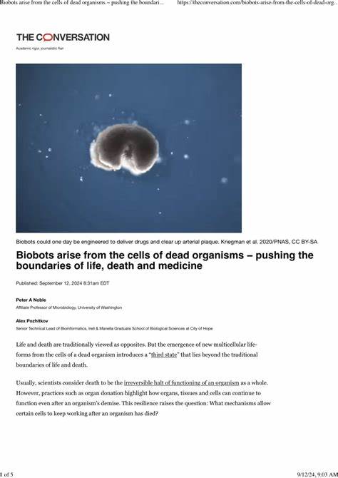Biobots arise from the cells of dead organisms