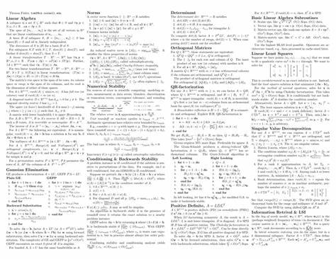 Linear Algebra Cheat Sheet