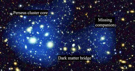 Missing merger companion and dark matter bridge in the Perseus cluster