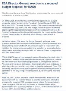 ESA studying impacts of proposed NASA budget cuts – SpaceNews