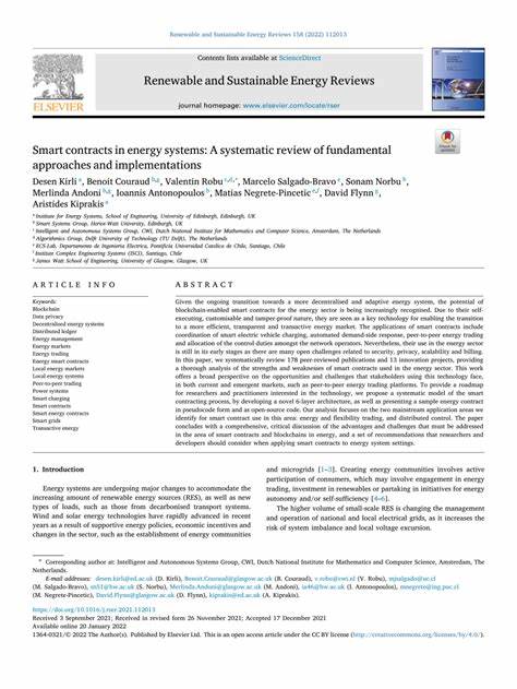 Intelligente Verträge in Energiesystemen: Eine systematische Überprüfung grundlegender Ansätze und Implementierungen – ScienceDirect.com
