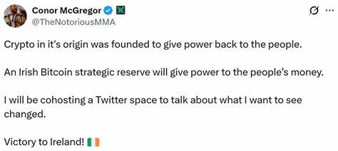 Conor McGregor Proposes Irish Bitcoin Reserve in Presidential Campaign