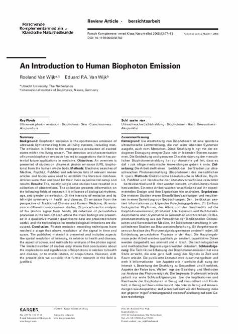 An Introduction to Human Biophoton Emission