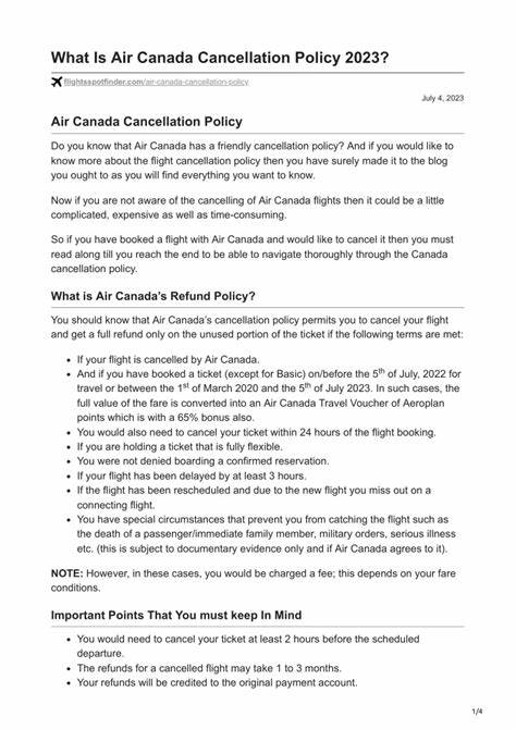 What is the cancellation policy of Air Canada?