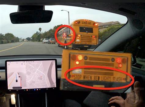 Tesla FSD doesn't stop for school buses with stop signs and red lights