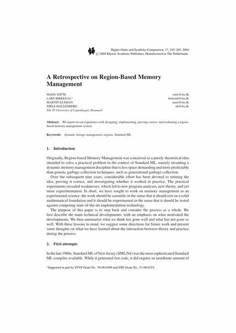 A Retrospective on Region-Based Memory Management (2004) [pdf]