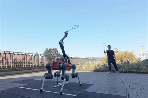 Watch a robot play badminton against human players