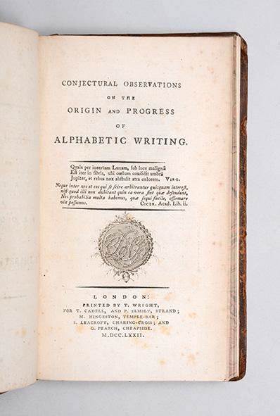 Davy's Conjectural Observations on Origin, Progress of Alphabetic Writing (1772)